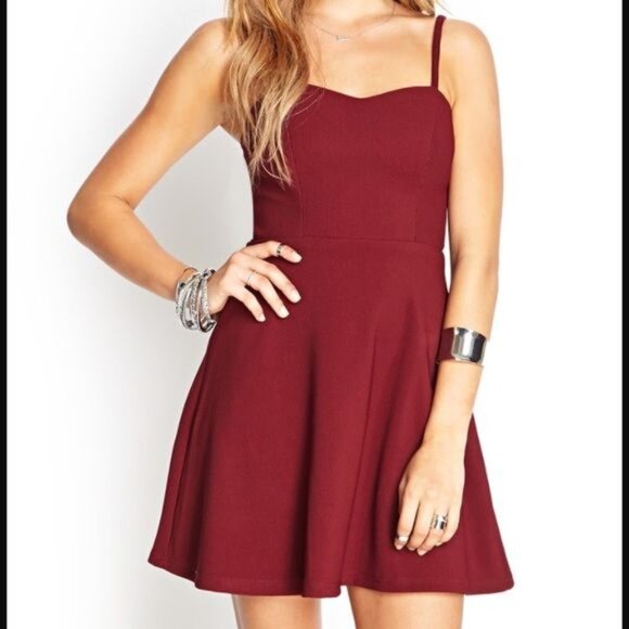 Forever 21 Burgundy Dress A Line Size Small - Picture 1 of 8
